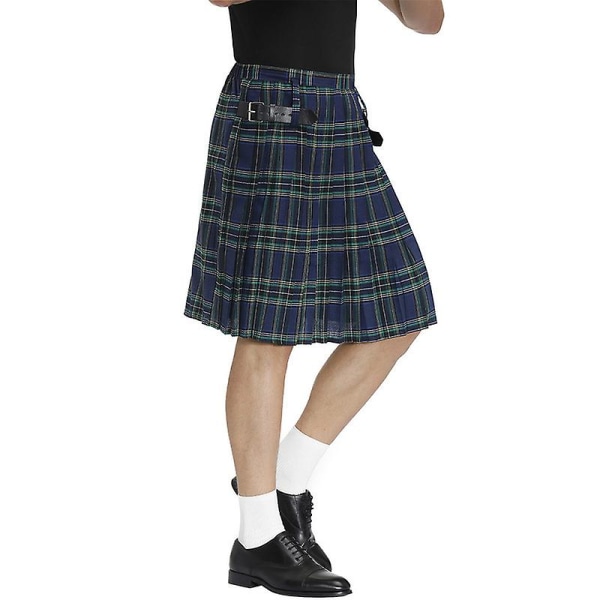 Irish Plaid Green Kilt - Skotlantilainen St Patrickin vihreä laskostettu puku Tartan hame Kilts -vaatteet miehille ja naisille blue M