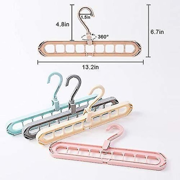 Plassbesparende kleshengere Multifunksjonell Smart Garderobe Oppbevaringspose Premium Garderobe Klær Vannfall Henger 9 Spor (4 stykker tilfeldig farge)