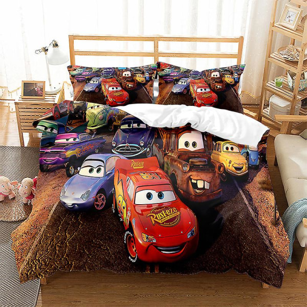 Sty25 3d-tryckta bilar Lightning Mcqueen 2/3 delar sängkläder set påslakan täcke örngott US QUEEN 228x228cm