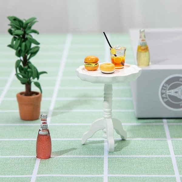 Miniature møbler legetøj dukkehus DIY dekoration tilbehør mini 1:12 blonde lille rundt bord