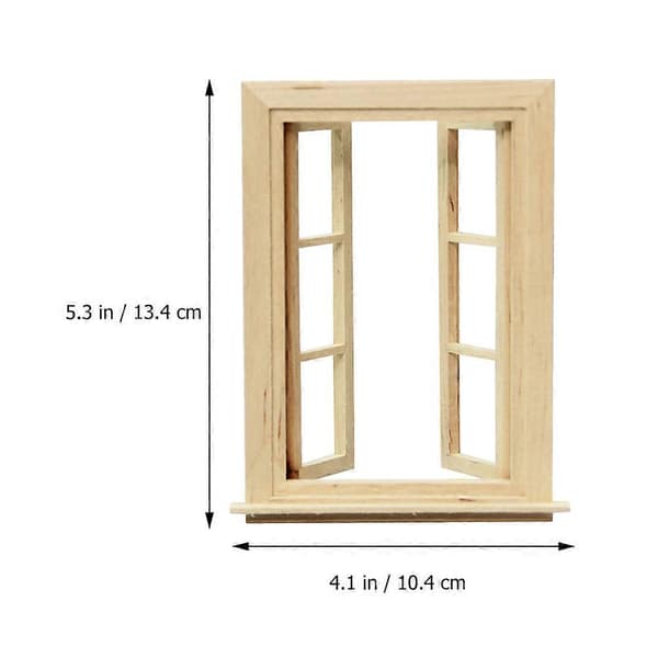 Mini vindusmodell i tre for dekorasjon 1 stk seks gitter vindusramme ornament