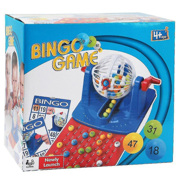 Bingocage- set Muovisella Masterboardilla 75 palloa 56 korttia pyörivä pallo