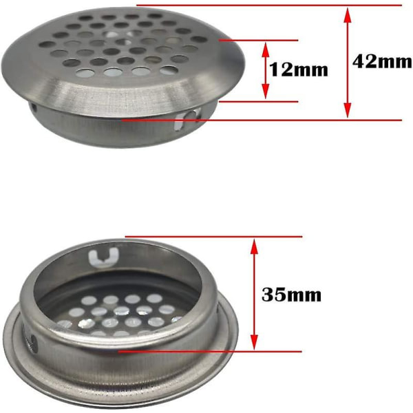 27 delar 35mm rostfritt stål ventilationsgaller Runt Mesh Andning | För köksmöbler Rostfritt stål Ventilationsmunstycke | För Skåp Cupboa