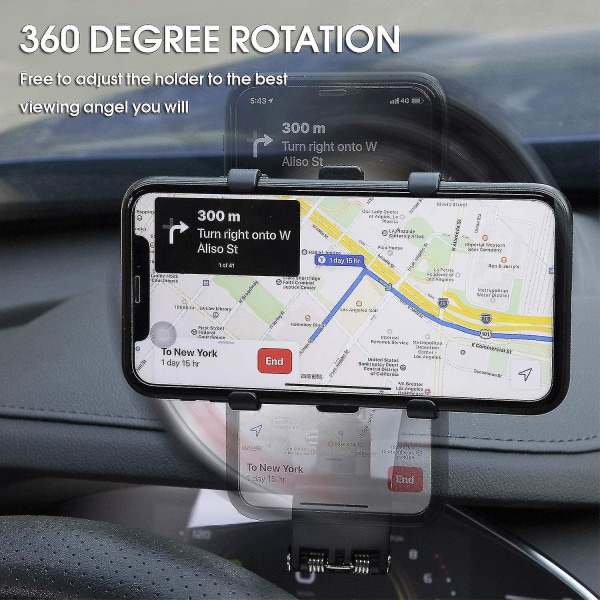 Auton puhelinteline 360 asteen kierto, kojelaudan matkapuhelinteline GPS:lle ja 4-7 tuuman älypuhelimille (musta)