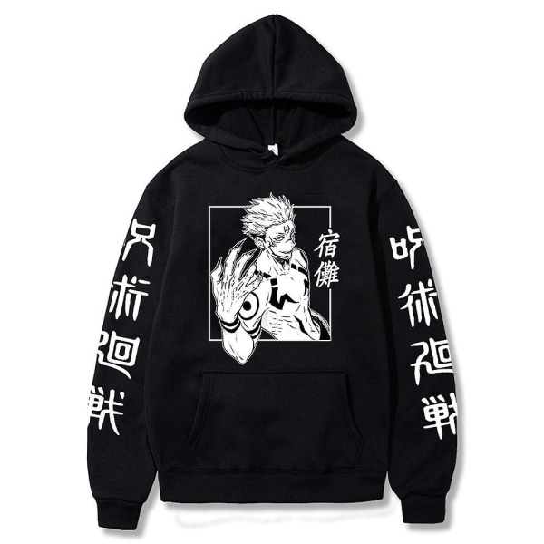 Jujutsu Kaisen hættetrøjer til voksne, afslappet Ryomen Sukuna trykt sweatshirt toppe med lange ærmer hættetrøje gaver M