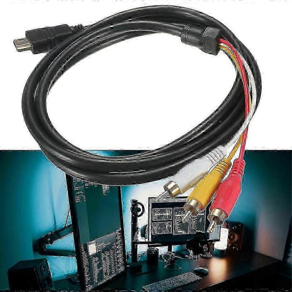 HDMI til RCA-kabelkonverter, HDMI han til 3-RCA han video lydstik, 1,5m