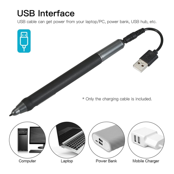 Stylus-opladerkabel USB-oplader 12 cm til Bosto/ugee/huion/wacom grafik tegnetablet genopladelig pen