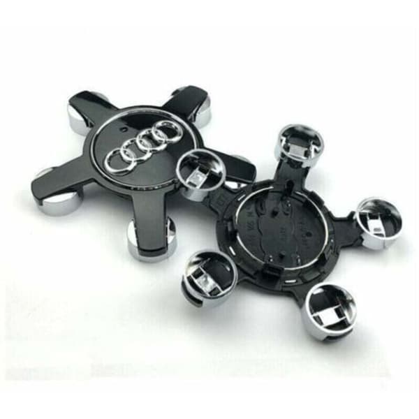 Sæt med 4 hjulkapsel-emblemer 4f0601165 N, til 135 mm hjulkapsler til Audi (Sort) Black