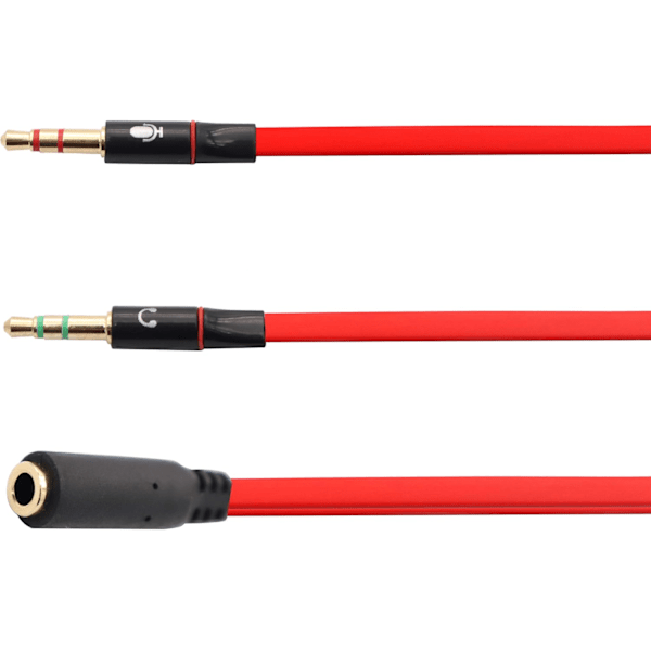 3,5 mm lydsplitterkabel, hodetelefonmikrofon splitter 3,5 mm AUX 3-pin hunn til 2 x 3,5 mm hann, for smarttelefoner, nettbrett, MP3, MP4 (20 cm)