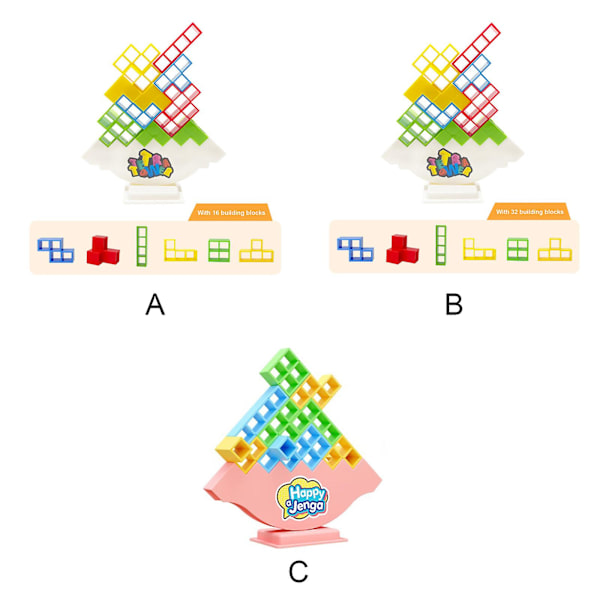 Tetra Tower Balance Game - Russisk Byggeklodser Tetris Tower Balance Game