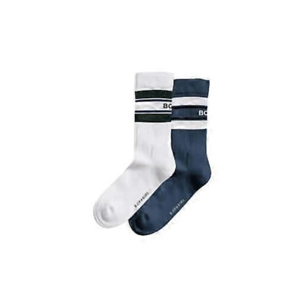 Core Cotton Crew Socks 2-pack - Blå/vit 41-45