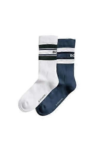Core Cotton Crew Socks 2-pak - Blå/hvid 41-45