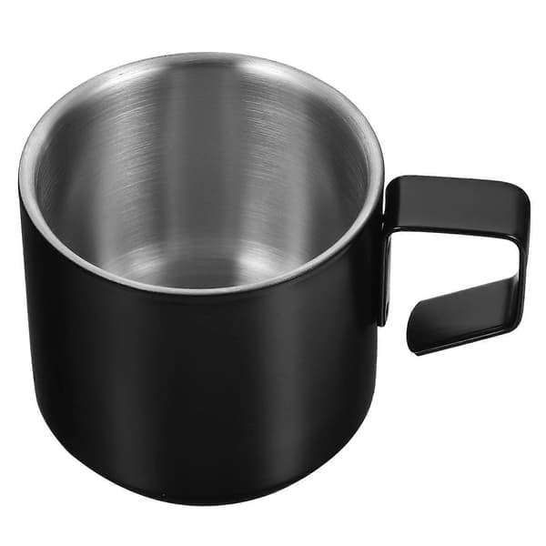 Kaffekrus i rustfrit stål, bærbart til hjemmebrug, sort, 9,5X6,5X6,5 cm, varmeisolerende, 1 stk.