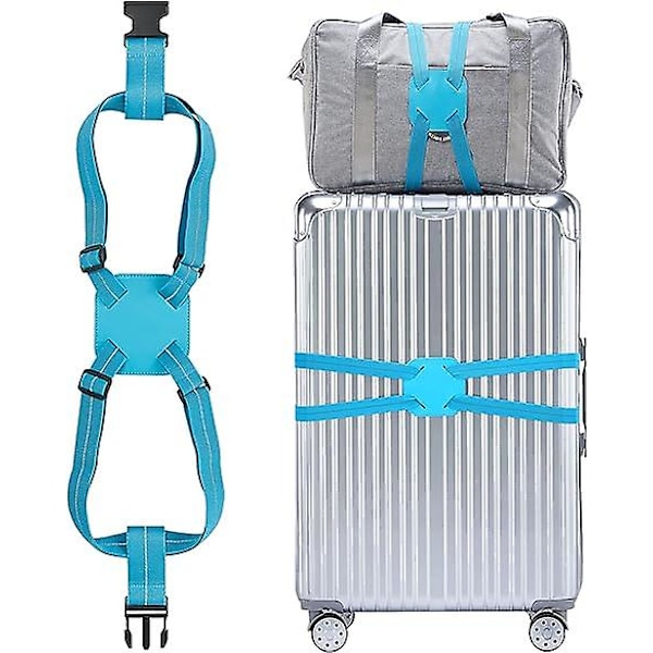 Bagage elastisk strop, rejsetaske elastisk strop, egnet til kufferter, kan tilføje tasker (blå)