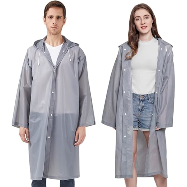 Regnponcho Regnjackor för Vuxna, 2-pack Återanvändbar Regnjacka Regnkläder med Huva och Ärmar, Vattentät för Nödsituationer, Utomhus, Camping, Disney grey