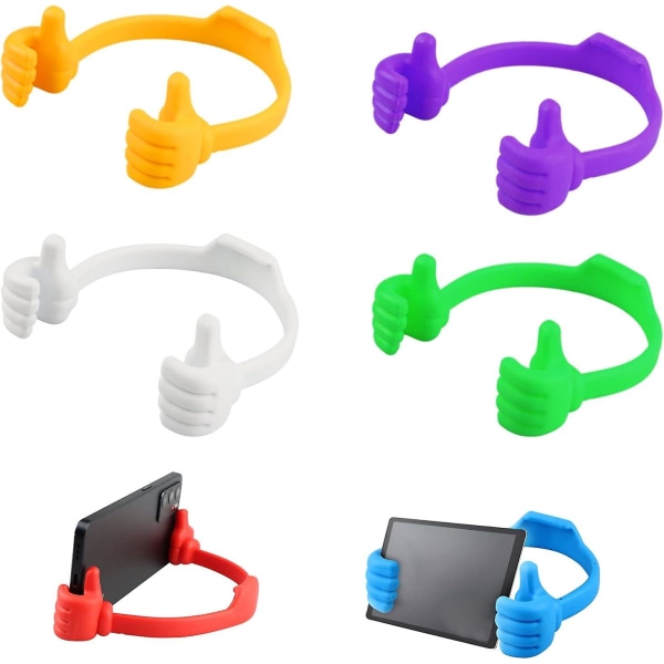 6 delar tummen upp telefonhållare, tummen upp mobiltelefonhållare, universal justerbar flexibel silikon tabletthållare för stationär smartphone