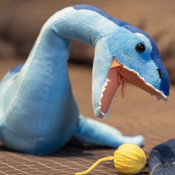 Plesiosaurus Dinosaur Plys Legetøj Realistisk Blød Blå Dinosaur Plysdyr Legetøj Til Soveværelse