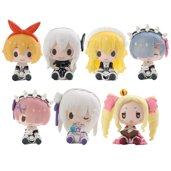7 stk Rem Ram tegneseriefigur leker kreative hånddukke modell bil kake ornament
