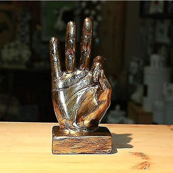 Knfe håndfinger gestus skrivebordsstatuer fingre skulptur kreativ hjem stue skab hylde dekoration--ok gestus i guld
