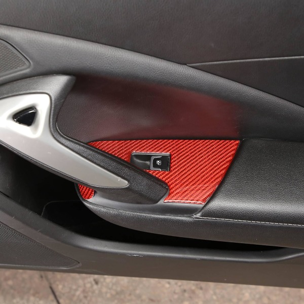 Bil rødt mykt karbonfiberglass løftebryterdeksel Trim-klistremerker for Corvette C7 2014-2019