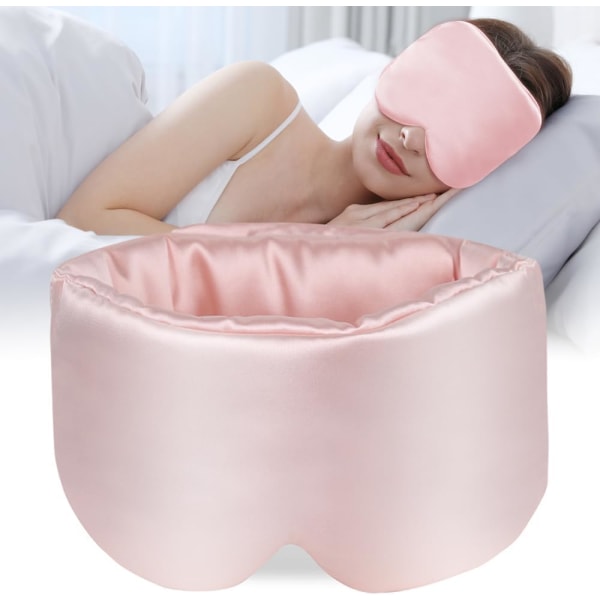 Sleep Mask, Uudelleenkäytettävä unimaski, 100 % Blackout Satin Sleep Mask sivuun nukkuville, Säädettävä pääpanta matkajoogaunille - vaaleanpunainen