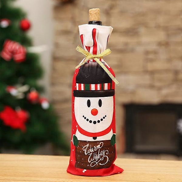4-pack Julvinflaskskydd Dekorativa Bordtillbehör för Heminredning snowman