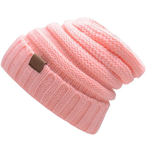 Kvinners Jenter Strikket Lue Damer Stretch Lue Varme Luer Vinter Varmer Pink