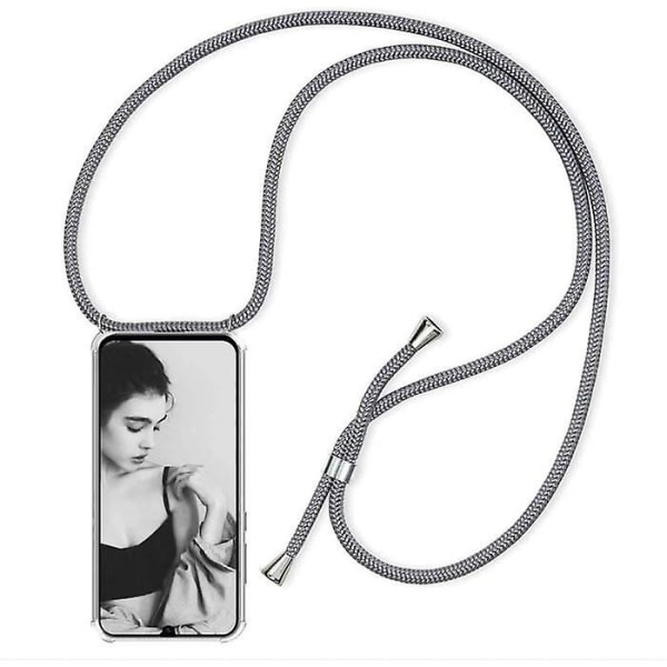 Huawei P20 Pro Halsbandsskal Transparent Silikon med Halsbandssnöre Halsband Lanyard TelefonfodralSilv