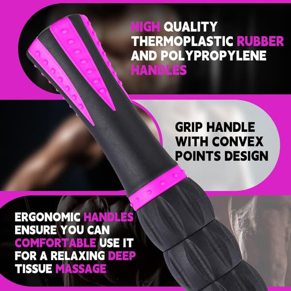 Muscle Roller, Professional Quality Massage Tool for Lymphatic Drainage and Deep Tissue Therapy, Handheld Recovery System for At pink & Black