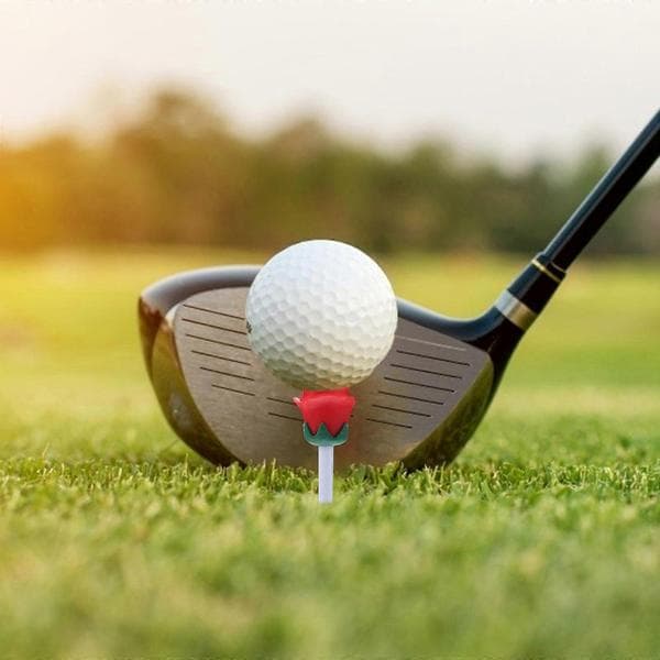 Røde rosenformede golf-tees til golfboldholder i plastik, 6 stk. golfsæt