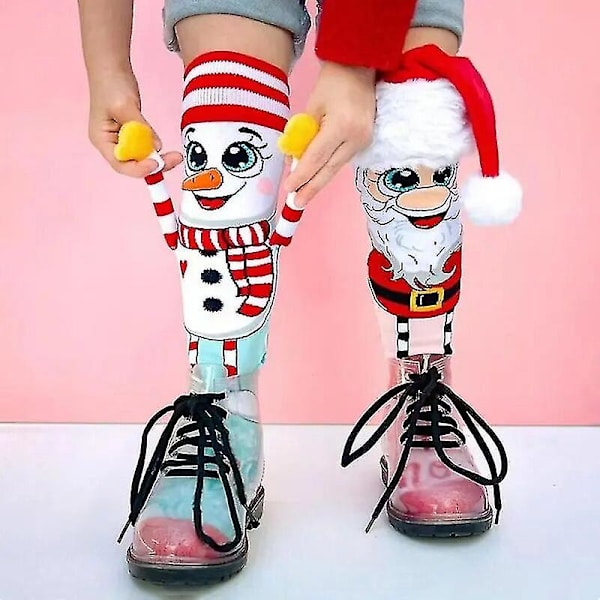 Morsomme julestrømper Julestrømper til knærne Nisse & Snømann Nyheter Koselige tøfler til kvinner og jenter Fluffy sokker