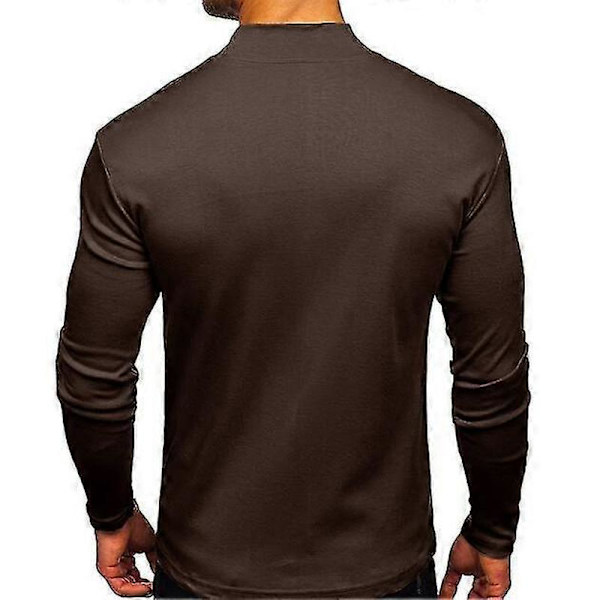 Herre Half Turtleneck Langærmet Pullover Top brown M