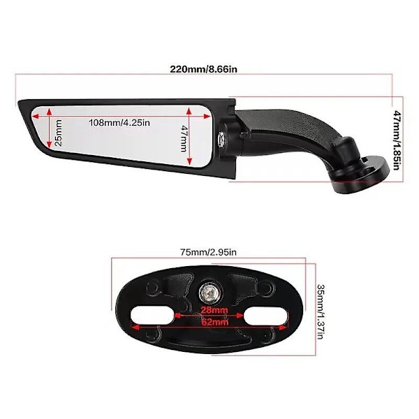Motorcykelbackspegel Modifierad Vindvinge Justerbar Sidospegel Moto Tillbehör för YAMAHA YZF R6 R1 R25 R3 R125 R15