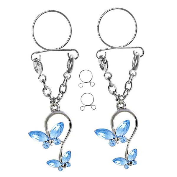 8xbutterfly Nippelring Justerbar Nippelklämmor Kroppssmycken Ljusblå