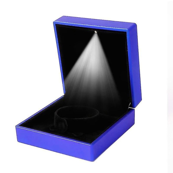 Led Light Bangle Armbånd Gift Box Case Smykker Display Wedding Premuim Supply Blue