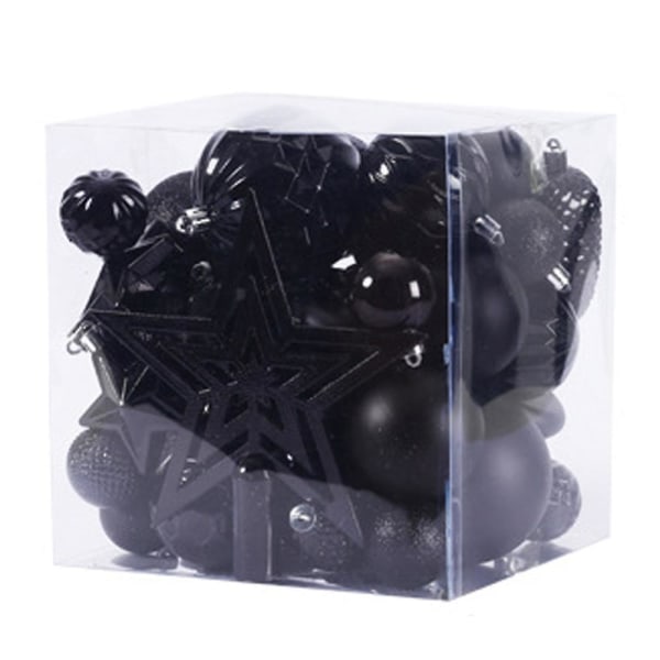 Sprängsäker julkulsprydnader Set Presentpaket för julgransdekoration (45 st) black