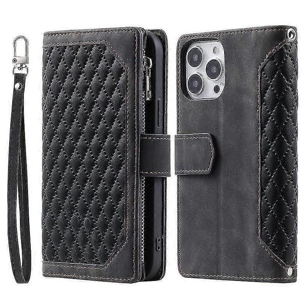 Etui til iPhone 15 Plus/15 Pro Max Mobiltelefonetui Flip Læderetui til iPhone 15 Pro Max sort black 15 plus