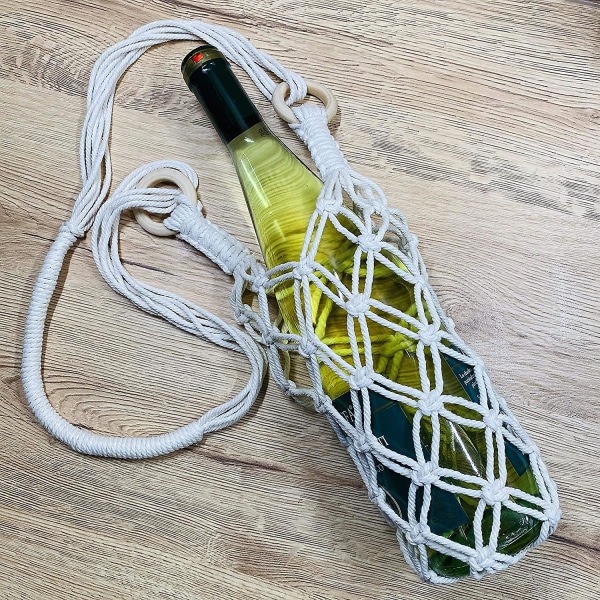 Macrame Vattenflaskhållare Bomull Vattenflaskväska Vin Vattenflaskhållare För Vandring, Cykling, Fitness