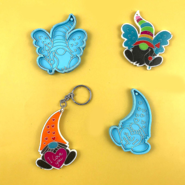 Easter Gnome Keychain Epoxy Resin Mold Diy Crafts Jewelry Casting Tool Keyring Pendant Silicone Mould