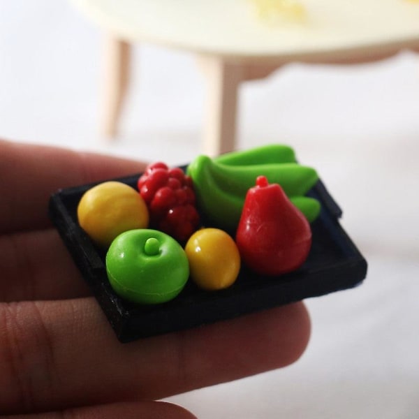 Miniatyrmöbler Leksak Doll House Gör-det-själv-dekoration Tillbehör Mini-frukt- och grönsakstallrik