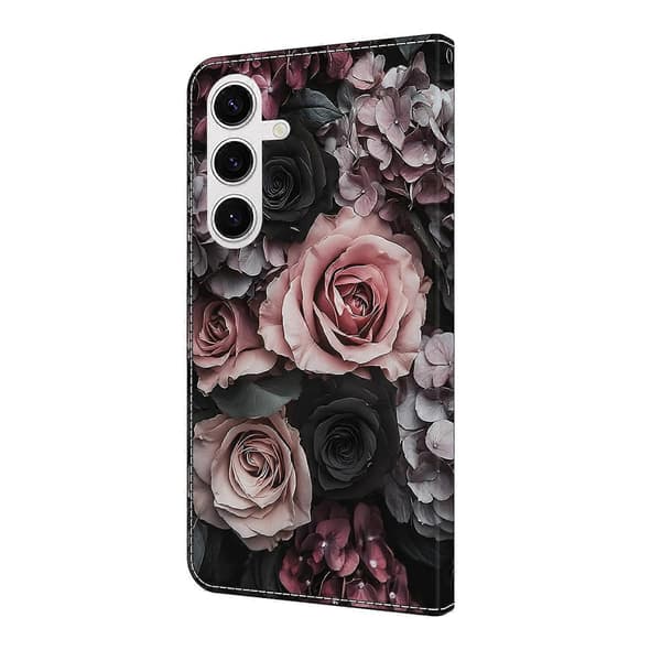 Læderetui med mønstertryk, tegnebogsstativ og flip-cover til Samsung Galaxy A56 5G Multicolor Peony