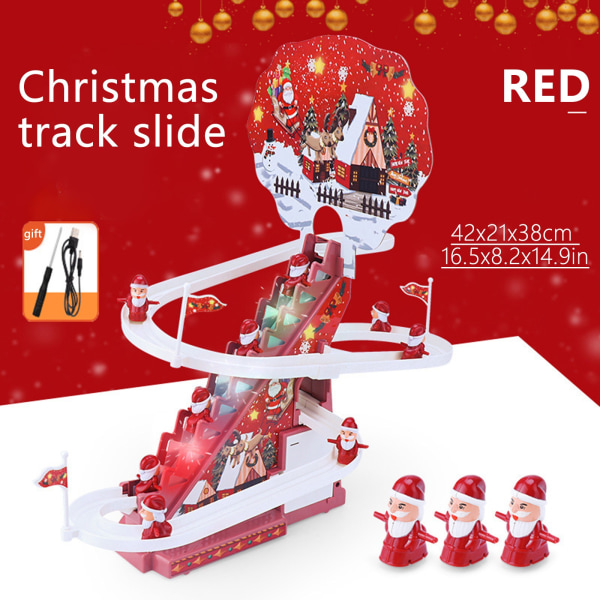 Elektrisk klätterstege Santa Claus Creative Electric Fjärrkontroll Spår Santa Claus Slide Med Musik Barn