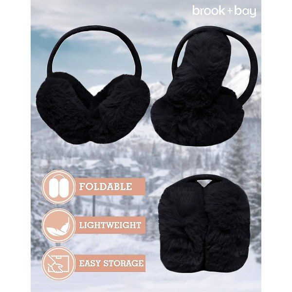 Øreværn til kvinder - Vinter ørevarmere - Blød, varm kabelstrik lodne fleece høreværn - Ørebetræk til koldt vejr