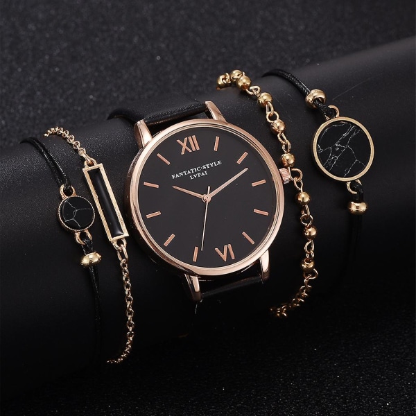 Mode enkla klockor Watch Set Läderband Quartz Armbandsur Casual Damklockor Reloj Mujer Relogio Feminino 2020