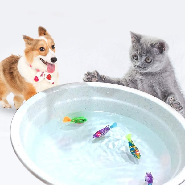 Interaktiv svømmerobot fiskeleke for katt og hund med led lys, aktivert i vann Magisk elektrisk leketøy - 2 stk interaktive robotfiskeleker for C