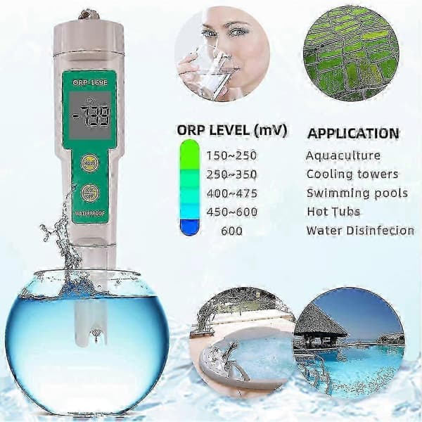 Redox Potential Meter Digital ORP Tester til Vandkvalitetsanalyse vit grön