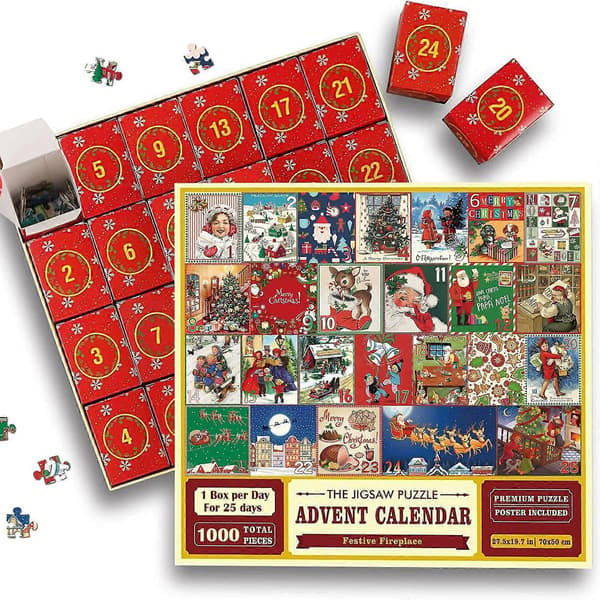 Jul Adventskalender Pussel DIY Leksak för Barn 1000 Bitar