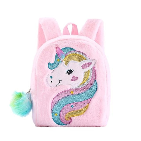 Mini Unicorn Reppu Tyttö Lapset Pehmoinen Kaksinkertainen Olkalaukku Matkustussnack Reppu Pinkki