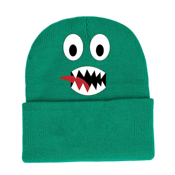 Børne Drenge Piger Roblox Rainbow Friends Print Beanie Hat Vinter Varmt Strikket Stræk Cap Gave Green