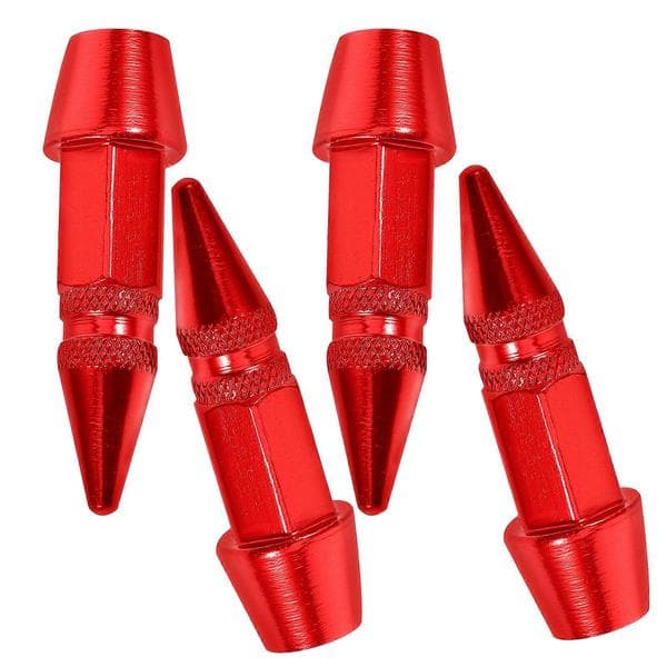 Røde piggete ventilhette, 4 stk. ventilhetter i rustfritt stål for bildekkdekorasjon Red 4.50X1.00X1.00CM